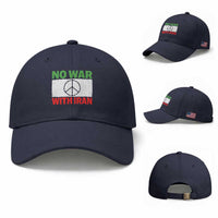 No War With Iran Baseball Cap Iranian People Support Barbed Wire Peace Sign