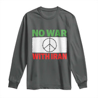 No War With Iran Long Sleeve Shirt Iranian People Support Barbed Wire Peace Sign