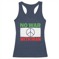 No War With Iran Racerback Tank Top Iranian People Support Barbed Wire Peace Sign
