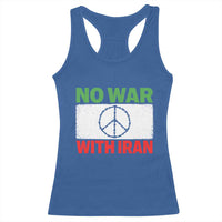No War With Iran Racerback Tank Top Iranian People Support Barbed Wire Peace Sign