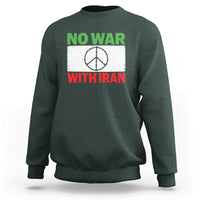 No War With Iran Sweatshirt Iranian People Support Barbed Wire Peace Sign