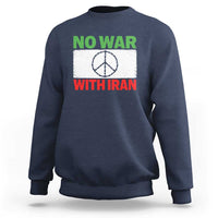 No War With Iran Sweatshirt Iranian People Support Barbed Wire Peace Sign