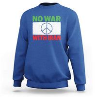 No War With Iran Sweatshirt Iranian People Support Barbed Wire Peace Sign