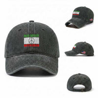 No War With Iran Washed Cotton Baseball Cap Iranian People Support Barbed Wire Peace Sign