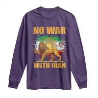 No War With Iran Long Sleeve Shirt Iran Flag Lion And Sun Persian Pride