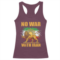 No War With Iran Racerback Tank Top Iran Flag Lion And Sun Persian Pride