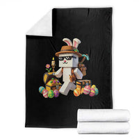 Funny Easter Day Bunny Miner Egg Video Game Throw Blanket