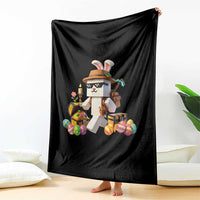 Funny Easter Day Bunny Miner Egg Video Game Throw Blanket