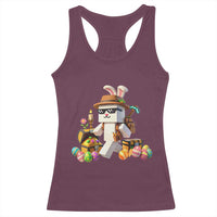 Funny Easter Day Bunny Miner Egg Video Game Racerback Tank Top