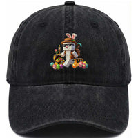 Funny Easter Day Bunny Miner Egg Video Game Washed Cotton Baseball Cap