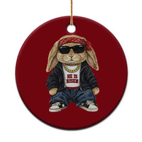 Hip Hop Easter Bunny He is Risen Jesus Religious Christian Ceramic Ornament