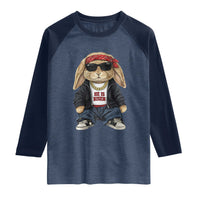 Hip Hop Easter Bunny He is Risen Jesus Religious Christian Raglan Shirt