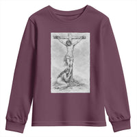 Jesus and St Mary Magdalene At The Cross Youth Sweatshirt Vintage Catholic Lent