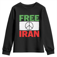 Free Iran Youth Sweatshirt Stop War Barbed Wire Peace Sign