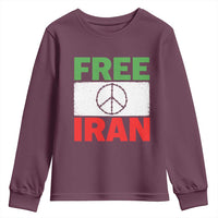 Free Iran Youth Sweatshirt Stop War Barbed Wire Peace Sign