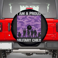 I Am A Proud Military Child Spare Tire Cover Military Child Month Purple Camouflage Flag