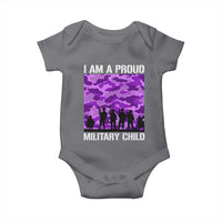 I Am A Proud Military Child Baby Onesie Military Child Month Purple Camouflage Flag