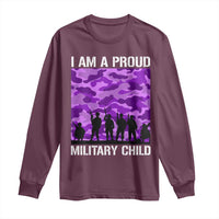 I Am A Proud Military Child Long Sleeve Shirt Military Child Month Purple Camouflage Flag