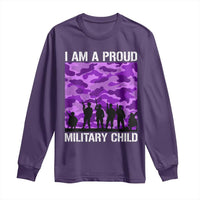 I Am A Proud Military Child Long Sleeve Shirt Military Child Month Purple Camouflage Flag