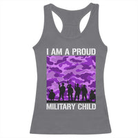 I Am A Proud Military Child Racerback Tank Top Military Child Month Purple Camouflage Flag