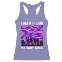 I Am A Proud Military Child Racerback Tank Top Military Child Month Purple Camouflage Flag