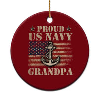 Proud US Navy Grandpa Ceramic Ornament Vintage American Flag Anchor - Wonder Print Shop