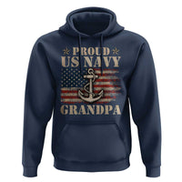 Proud US Navy Grandpa Hoodie Vintage American Flag Anchor