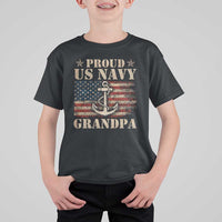 Proud US Navy Grandpa T Shirt For Kid Vintage American Flag Anchor