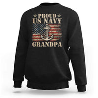 Proud US Navy Grandpa Sweatshirt Vintage American Flag Anchor