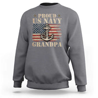 Proud US Navy Grandpa Sweatshirt Vintage American Flag Anchor