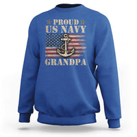 Proud US Navy Grandpa Sweatshirt Vintage American Flag Anchor