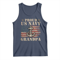 Proud US Navy Grandpa Tank Top Vintage American Flag Anchor