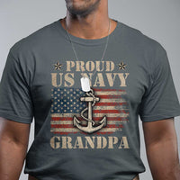 Proud US Navy Grandpa T Shirt Vintage American Flag Anchor