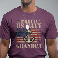 Proud US Navy Grandpa T Shirt Vintage American Flag Anchor