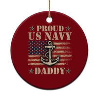 Proud US Navy Daddy Ceramic Ornament Vintage American Flag Anchor - Wonder Print Shop
