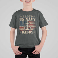Proud US Navy Daddy T Shirt For Kid Vintage American Flag Anchor