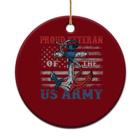 Proud Veteran Of The US Army Ceramic Ornament Vintage American Flag Anchor - Wonder Print Shop