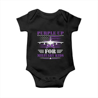 Purple Up For Military Kids Baby Onesie Vintage American Flag Fights