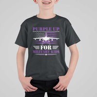 Purple Up For Military Kids T Shirt For Kid Vintage American Flag Fights