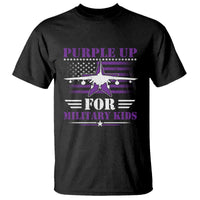 Purple Up For Military Kids T Shirt Vintage American Flag Fights