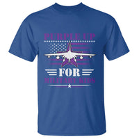 Purple Up For Military Kids T Shirt Vintage American Flag Fights