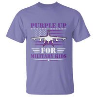Purple Up For Military Kids T Shirt Vintage American Flag Fights