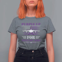 Purple Up For Military Kids T Shirt For Women Vintage American Flag Fights