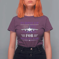 Purple Up For Military Kids T Shirt For Women Vintage American Flag Fights