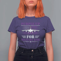 Purple Up For Military Kids T Shirt For Women Vintage American Flag Fights