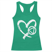 Sobriety Heart Sober Anniversary Alcoholic Abstinence Racerback Tank Top