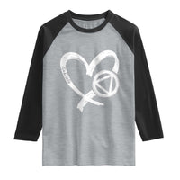 Sobriety Heart Sober Anniversary Alcoholic Abstinence Raglan Shirt