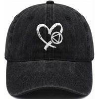 Sobriety Heart Sober Anniversary Alcoholic Abstinence Washed Cotton Baseball Cap