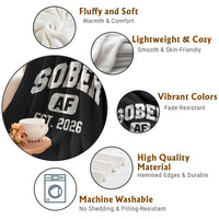 Sober AF 2026 AA Recovery Achiever Sobriety Anniversary Throw Blanket