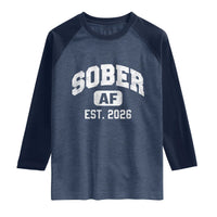 Sober AF 2026 AA Recovery Achiever Sobriety Anniversary Raglan Shirt